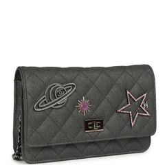 Chanel "Space Charms" Reissue Wallet On Chain Dark Grey Coated Canvas Ruthenium Hardware