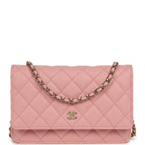 Chanel Classic Wallet On Chain WOC Pink Caviar Light Gold Hardware - Thumbnail View 1