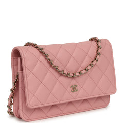 Chanel Classic Wallet On Chain WOC Pink Caviar Light Gold Hardware