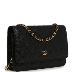 Chanel Classic Wallet On Chain WOC Black Caviar Gold Hardware