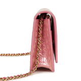 Chanel Wallet on Chain WOC Pink Iridescent Croc Embossed Calfskin Gold Hardware - Thumbnail View 3