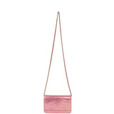 Chanel Wallet on Chain WOC Pink Iridescent Croc Embossed Calfskin Gold Hardware - Thumbnail View 7