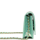 Chanel Wallet on Chain WOC Turquoise Iridescent Croc Embossed Calfskin Gold Hardware - Thumbnail View 3