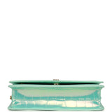 Chanel Wallet on Chain WOC Turquoise Iridescent Croc Embossed Calfskin Gold Hardware - Thumbnail View 6