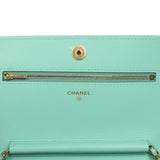 Chanel Wallet on Chain WOC Turquoise Iridescent Croc Embossed Calfskin Gold Hardware - Thumbnail View 8