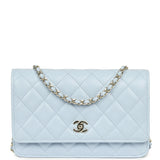 Chanel Classic Wallet on Chain Light Blue Caviar Light Gold Hardware - Thumbnail View 1