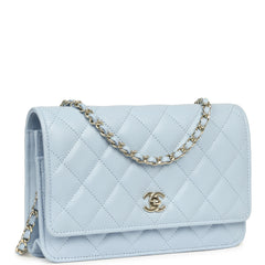 Chanel Classic Wallet on Chain Light Blue Caviar Light Gold Hardware
