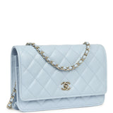 Chanel Classic Wallet on Chain Light Blue Caviar Light Gold Hardware - Thumbnail View 2