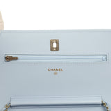 Chanel Classic Wallet on Chain Light Blue Caviar Light Gold Hardware - Thumbnail View 8