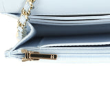 Chanel Classic Wallet on Chain Light Blue Caviar Light Gold Hardware - Thumbnail View 9