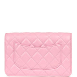 Pre-owned Chanel Classic Wallet On Chain WOC Pink Lambskin Brushed Gold Hardware - Thumbnail View 4