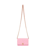 Pre-owned Chanel Classic Wallet On Chain WOC Pink Lambskin Brushed Gold Hardware - Thumbnail View 7
