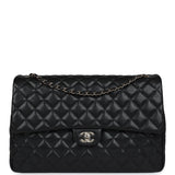 Chanel XXL Flap Bag Black Shiny Caviar Light Gold Hardware