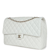 Chanel XXL Flap Bag White Shiny Caviar Light Gold Hardware