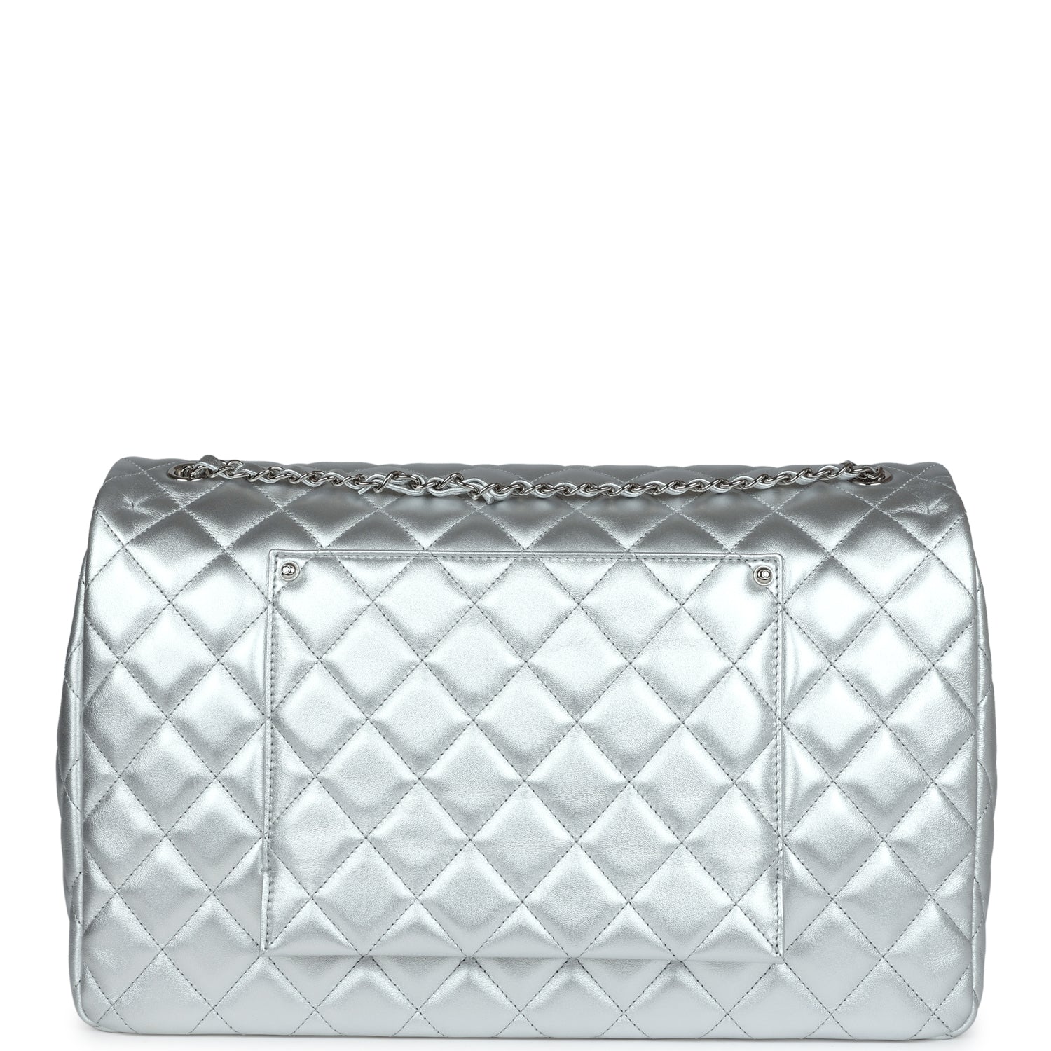 Chanel XXL Flap Bag Silver Metallic Lambskin Silver Hardware – Madison ...