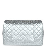 Chanel XXL Flap Bag Silver Metallic Lambskin Silver Hardware