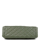 Chanel XXL Classic Single Flap Bag Khaki Shiny Aged Calfskin Brushed Gold Hardware