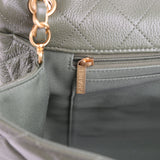 Chanel XXL Classic Single Flap Bag Khaki Shiny Aged Calfskin Brushed Gold Hardware