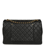 Chanel XXL Classic Single Travel Flap Bag Black Shiny Aged Calfskin Brushed Gold Hardware