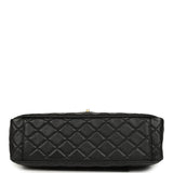 Chanel XXL Classic Single Travel Flap Bag Black Shiny Aged Calfskin Brushed Gold Hardware