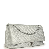 Pre-owned Chanel XXL Classic Single Flap Bag Silver Metallic Calfskin Aged Ruthenium Hardware - Thumbnail View 2