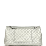 Pre-owned Chanel XXL Classic Single Flap Bag Silver Metallic Calfskin Aged Ruthenium Hardware - Thumbnail View 4
