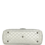 Pre-owned Chanel XXL Classic Single Flap Bag Silver Metallic Calfskin Aged Ruthenium Hardware - Thumbnail View 6