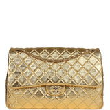Chanel XXL Classic Single Flap Bag Gold Metallic Lambskin Light Gold Hardware - Thumbnail View 1
