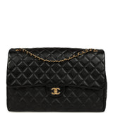 Chanel XXL Classic Single Travel Flap Bag Black Shiny Aged Calfskin Brushed Gold Hardware - Thumbnail View 1