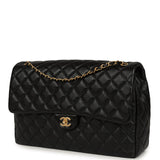 Chanel XXL Classic Single Travel Flap Bag Black Shiny Aged Calfskin Brushed Gold Hardware - Thumbnail View 5