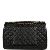 Chanel XXL Classic Single Travel Flap Bag Black Shiny Aged Calfskin Brushed Gold Hardware - Thumbnail View 4