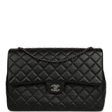 Chanel XXL Classic Single Travel Flap Bag Black Shiny Aged Calfskin Ruthenium Hardware - Thumbnail View 1