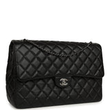 Chanel XXL Classic Single Travel Flap Bag Black Shiny Aged Calfskin Ruthenium Hardware - Thumbnail View 2
