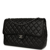 Chanel XXL Classic Single Travel Flap Bag Black Shiny Aged Calfskin Ruthenium Hardware - Thumbnail View 5
