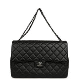 Chanel XXL Classic Single Travel Flap Bag Black Shiny Aged Calfskin Ruthenium Hardware - Thumbnail View 7
