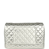 Chanel XXL Classic Single Flap Bag Silver Metallic Lambskin Silver Hardware - Thumbnail View 5