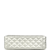 Chanel XXL Classic Single Flap Bag Silver Metallic Lambskin Silver Hardware - Thumbnail View 6