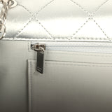Chanel XXL Classic Single Flap Bag Silver Metallic Lambskin Silver Hardware - Thumbnail View 10