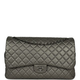 Chanel XXL Classic Single Flap Bag Dark Grey Metallic Lambskin Ruthenium Hardware - Thumbnail View 1