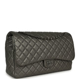 Chanel XXL Classic Single Flap Bag Dark Grey Metallic Lambskin Ruthenium Hardware - Thumbnail View 2