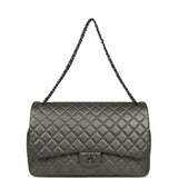 Chanel XXL Classic Single Flap Bag Dark Grey Metallic Lambskin Ruthenium Hardware - Thumbnail View 7