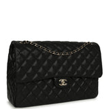 Chanel XXL Classic Single Flap Bag Black Shiny Caviar Light Gold Hardware - Thumbnail View 2