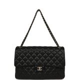 Chanel XXL Classic Single Flap Bag Black Shiny Caviar Light Gold Hardware - Thumbnail View 7