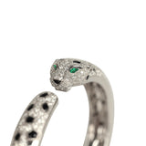 Cartier Panthere De Cartier Medium Half-Pave Bracelet Onyx & Diamonds 18K White Gold Hardware