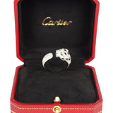 Cartier Panthere De Cartier Medium Half-Pave Ring Onyx & Diamonds 18K White Gold Hardware