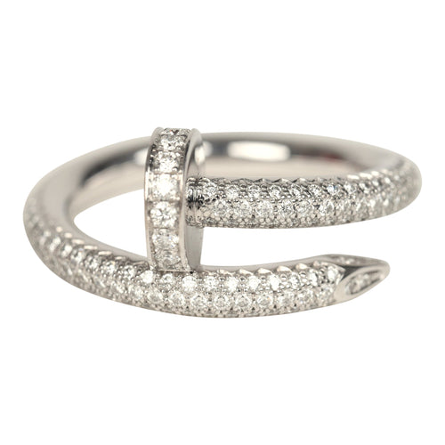 Cartier Juste Un Clou Small Model Pave Ring 18K White Gold & Diamonds