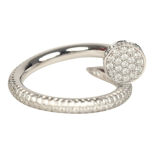 Cartier Juste Un Clou Small Model Pave Ring 18K White Gold & Diamonds