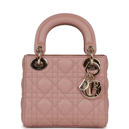 Christian Dior Mini Lady Bag Blush Cannage Lambskin Light Gold Hardware