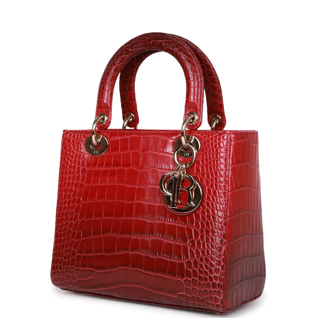 Christian Dior Medium Lady Dior Gradient Red Matte Alligator Light Gol –  Madison Avenue Couture