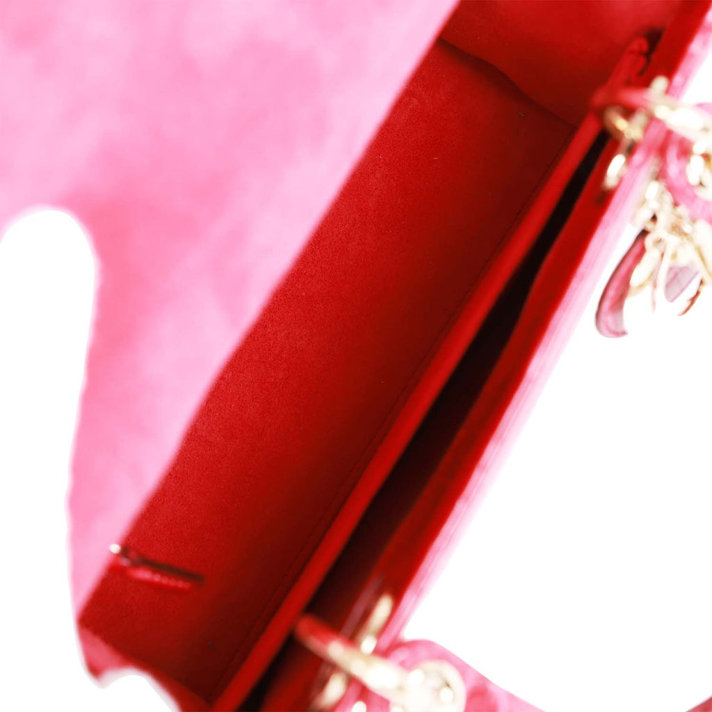 CHRISTIAN DIOR Patent Cannage Gradient Medium Lady Dior Pink Purple 1285650